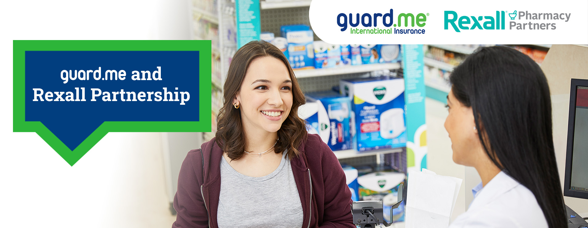 Photo of two women talkig to each other at the pharmacy